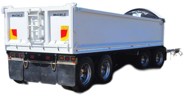 NEW MACKLE HARDOX TIPPER BODY AND ELECTRIC TARP TO SUIT QUAD TRAILER (Pick up or Shipped)